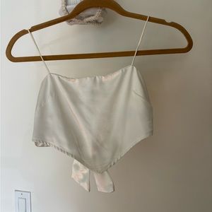 Princess Polly white silk top, ties in back